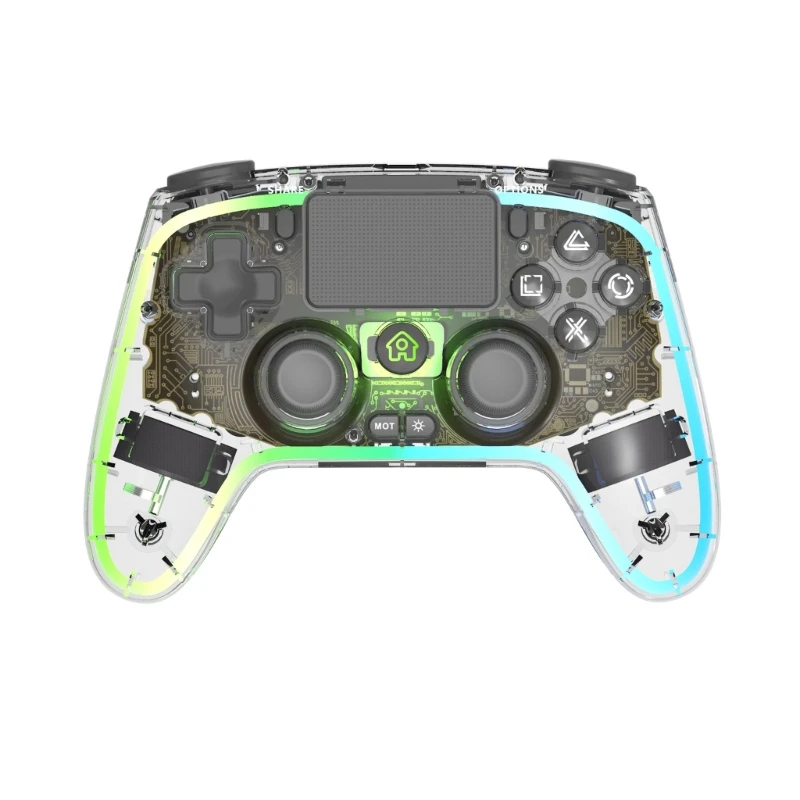 2.4G Wireless Bluetooth-compatible Game Controller for Switches PC Joystick Gamepad Breathing Lamp Crystal Transparent Case