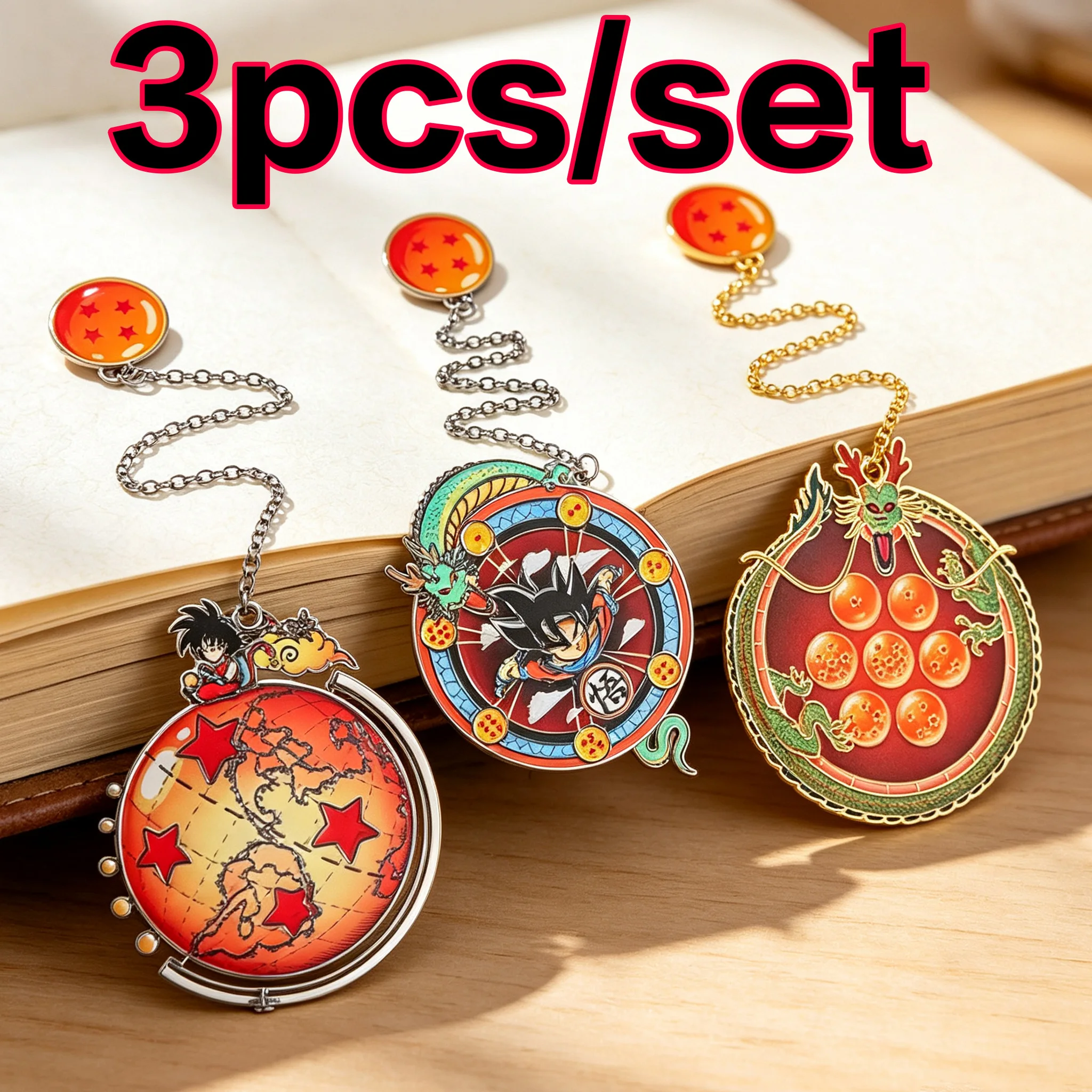 Themed Metal Bookmark Set (with Dragon Ball Hanging Ornament) - Durable Page Marker for Anime Enthusiasts, Perfect for Dragon.