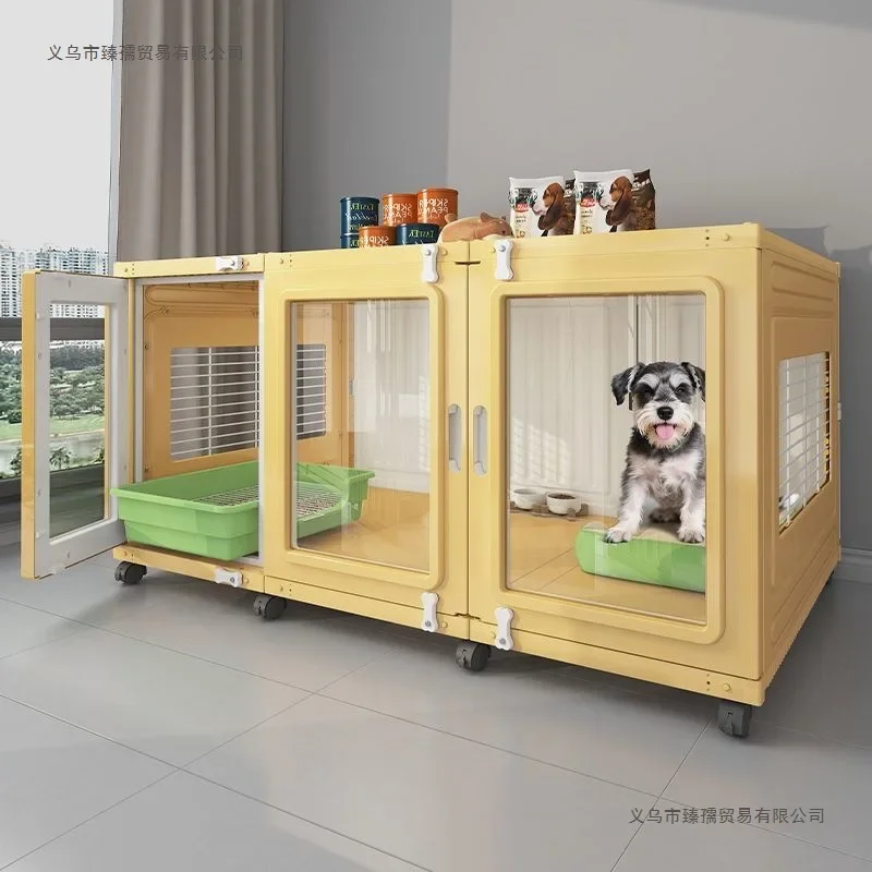 Transparent villa for small and medium-sized dogs, large space, bold and thickened, one bedroom and one bathroom kennel