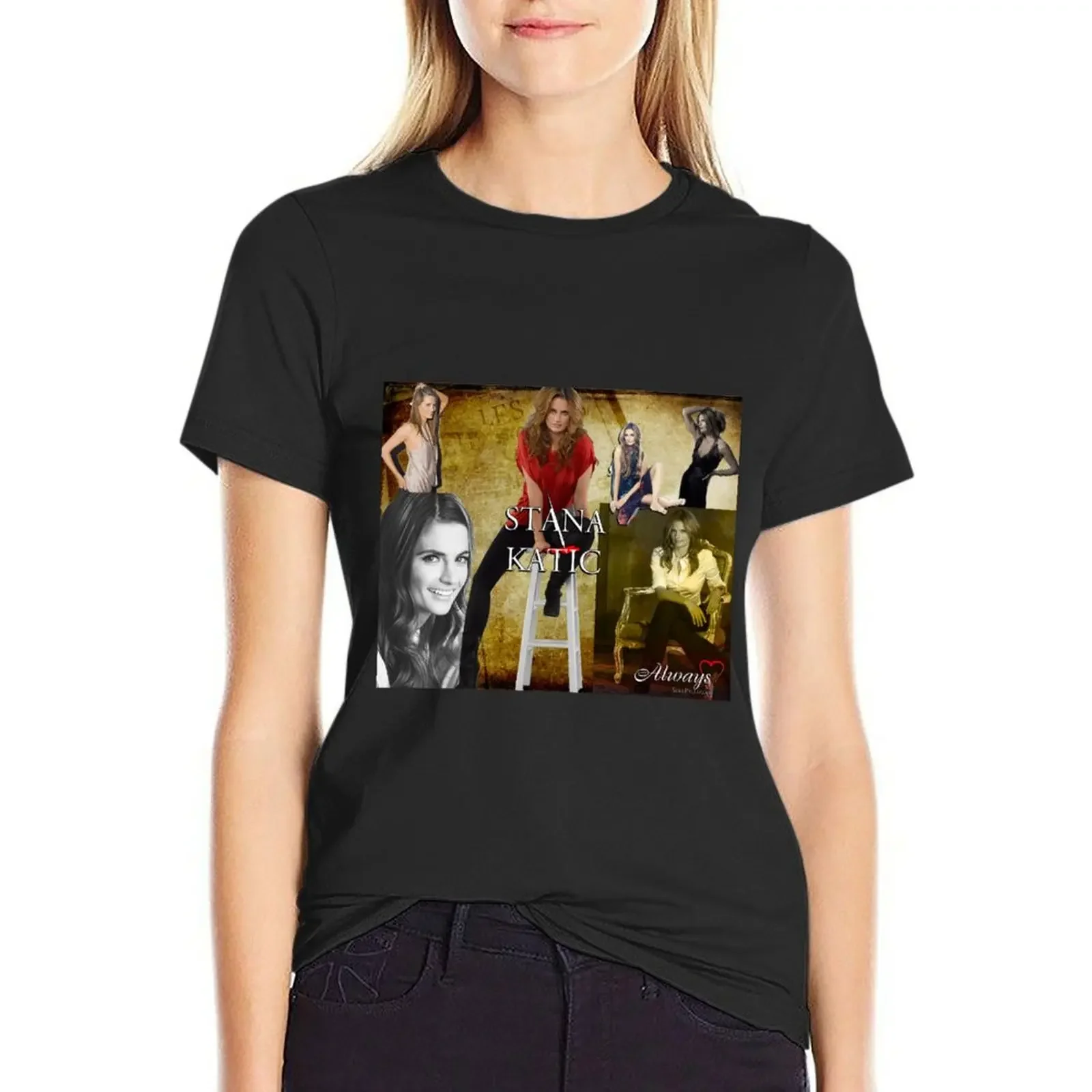 

Stana Katic T-Shirt new edition sublime customs design your own Female clothing Woman clothes