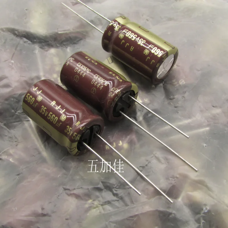 10-100pcs RJJ 35V560UF 105 ℃ Supplement 12x21 Imported Brown Robe Gold Yina Aluminum Electrolytic Capacitor