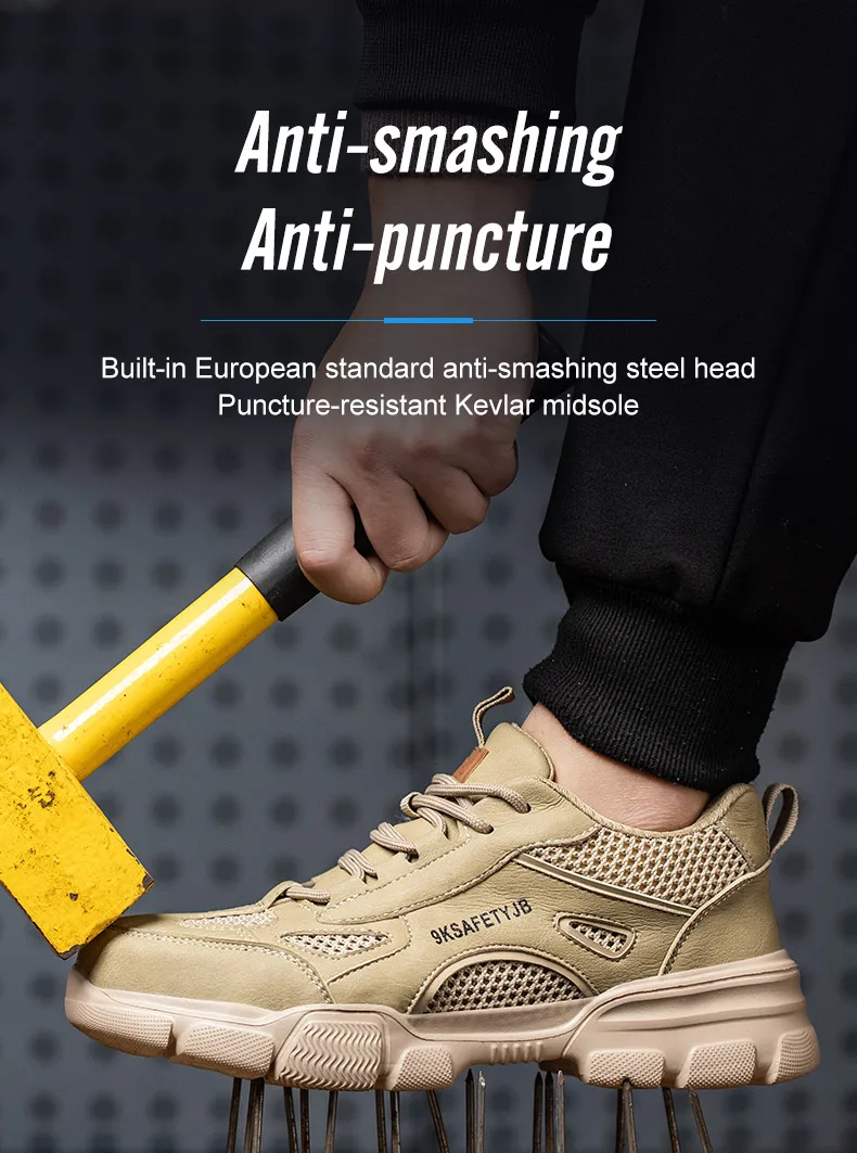 Arbeits schuhe hohl atmungsaktiv Stahl Zehen stiefel leichte Sicherheits arbeits schuhe rutsch fest für Männer Frauen männliche Arbeit Sneaker – Detail 12