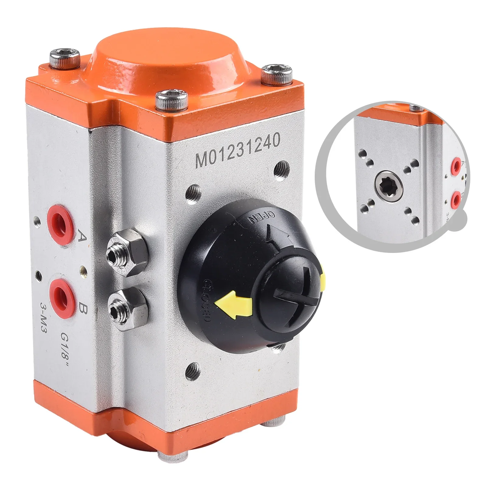 Ball Valve Pneumatic Actuator 1pc AT40 AT52 Three-way Ball Valves 0.3～0.7MPa Double Acting Corner Industrial Tool