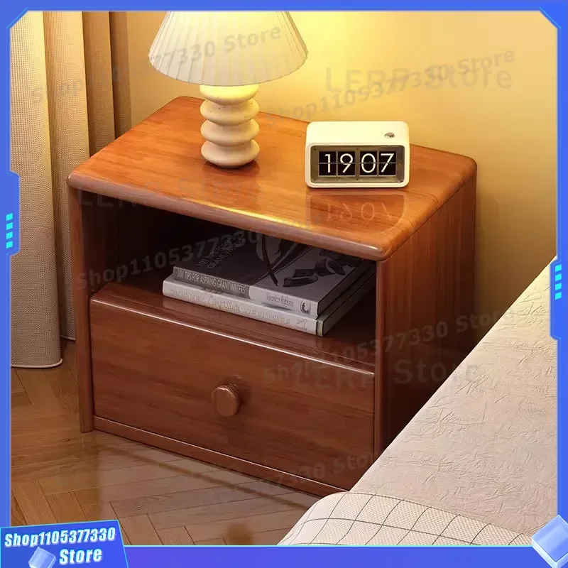 Modern Solid Wood Nightstand Small Bedroom Side Table with Drawer Light Luxury Simple Storage Locker for Home Decor Furniture