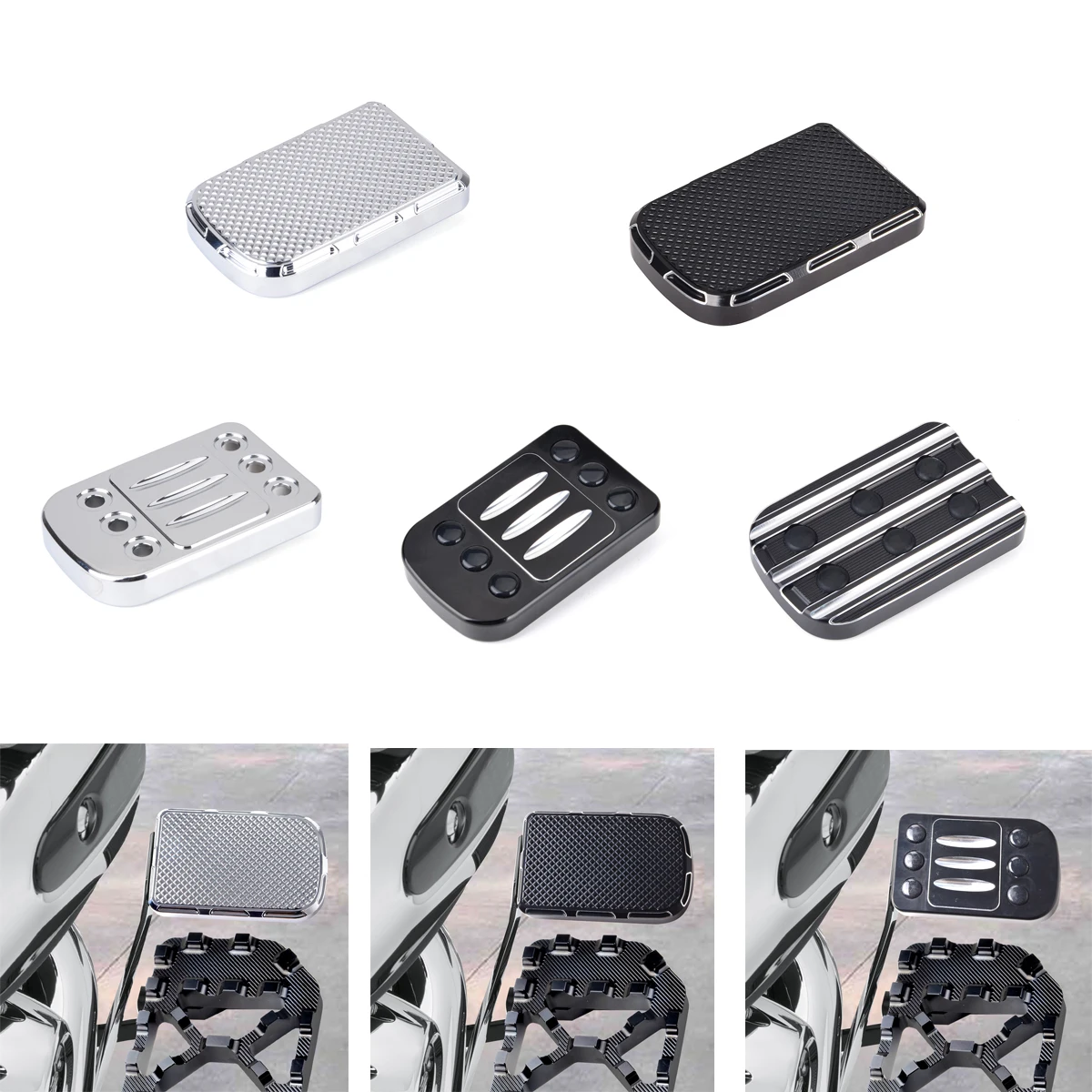 

Motorcycle CNC Large Brake Pedal Pads Foot Peg Cover Aluminum for Harley Softail Touring Dyna Road King Glide Accessories