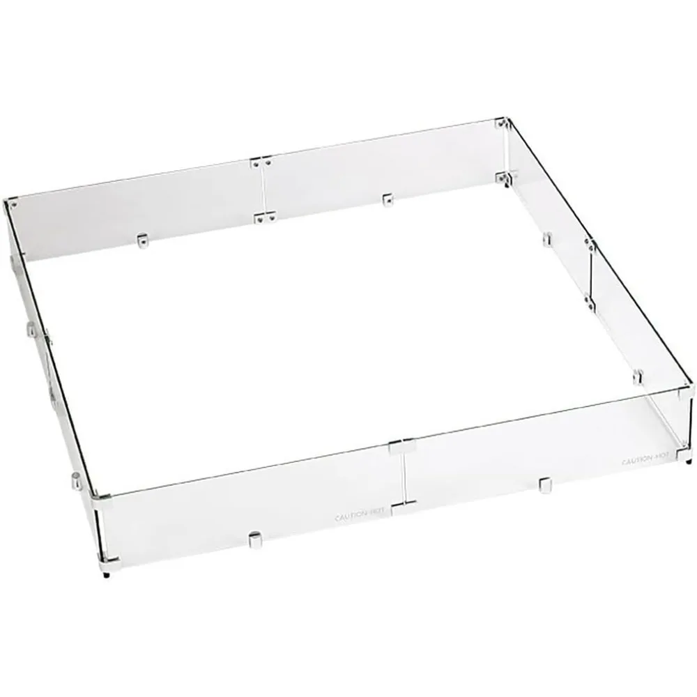 

American Fireglass Tempered Glass Flame Guard for 36” Square Drop-in Fire Pit Pans | Outdoor Wind Guard with Aluminum Fire-Resis