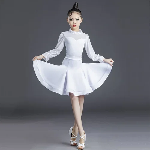 Girls Professional Latin dancing dress Kids Ballroom Salsa Dance wear clothing Children's Competitions Latin Stage wear clothes