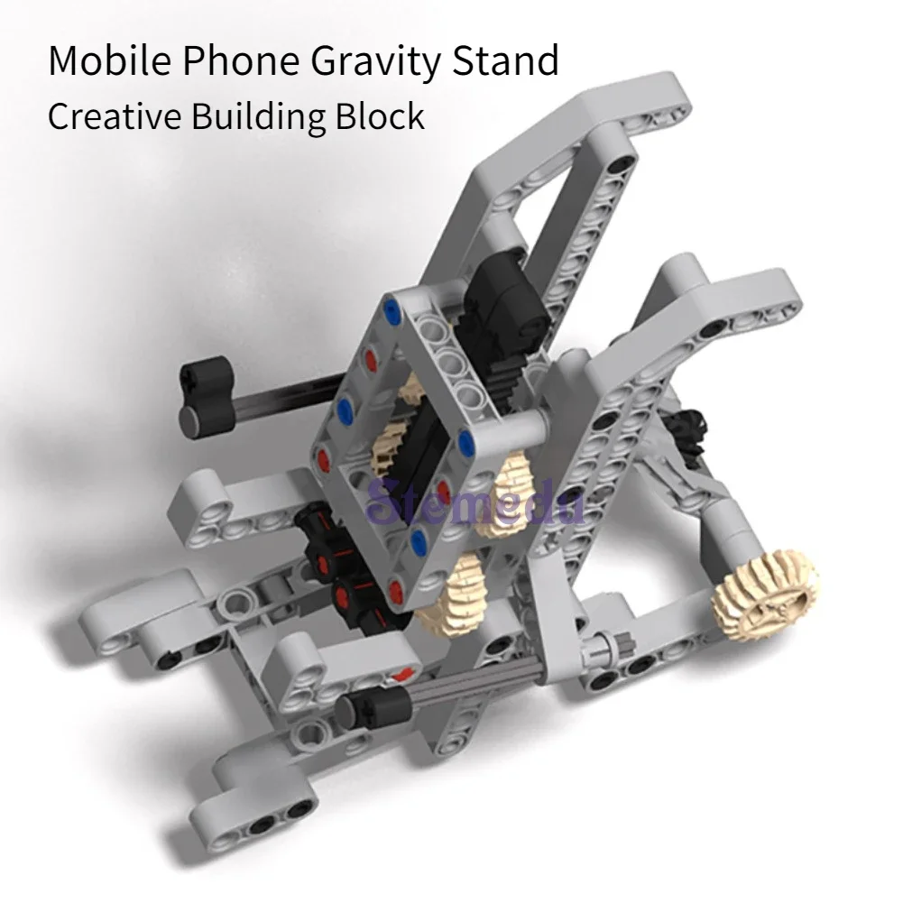 MOC Building Blocks Creative Gravity Mobile Phone Stand Support Holder High-tech Parts Assembling Bricks Gear Pin Beam Toys Gift