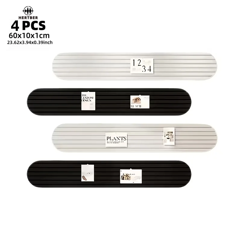 Black White Striped Self-Adhesive Felt Wall Panels 4Pcs Punch Free Photo Board Sound Absorbing Notice Strip for Office Home Deco