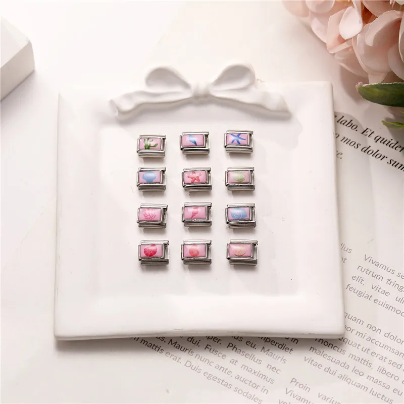 الوردي المحيط قذائف نجم البحر الإيطالية سحر ربط صالح 9 مللي متر مجوهرات من صلب لا يصدأ DIY بها بنفسك صنع النساء أساور الهدايا بالجملة #5