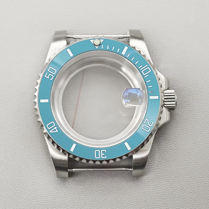 Mod Silver SUB Watch Case Transparent Back Fits NH35 NH36 4R35 4R36 Movement Sapphire Glass 28.5mm Dial Watch Case Repair Parts