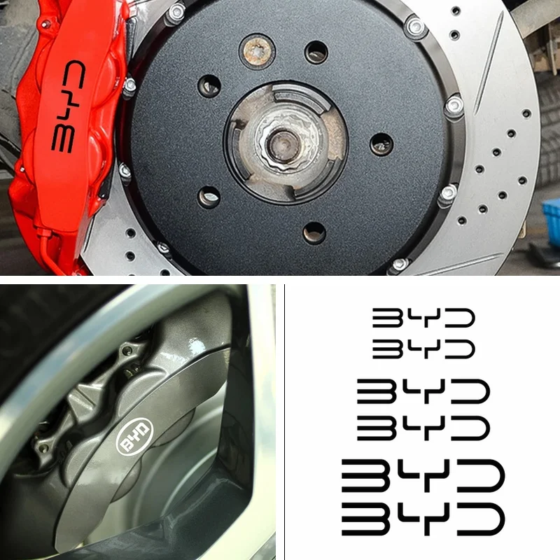 6 Pcs/Set Reflective Hi Temp Car Brake Caliper Decal Sticker For BYD Shark 6 KING HAN ATTO 3 2 1 Sealion 7 6 5 8 Seal U Ti7 XIA