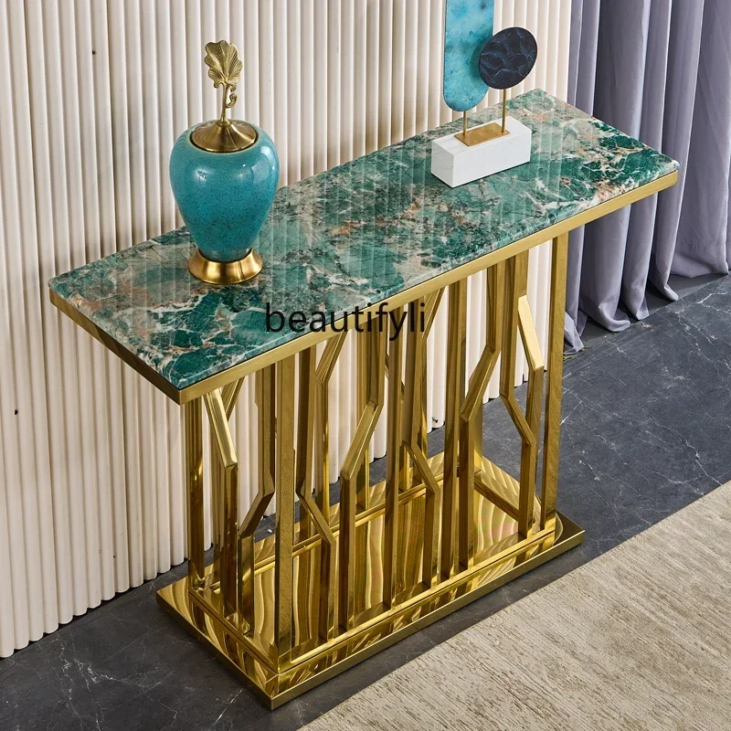 M178 Against the wall marble entrance table stainless steel end view table Italian light luxury entrance table