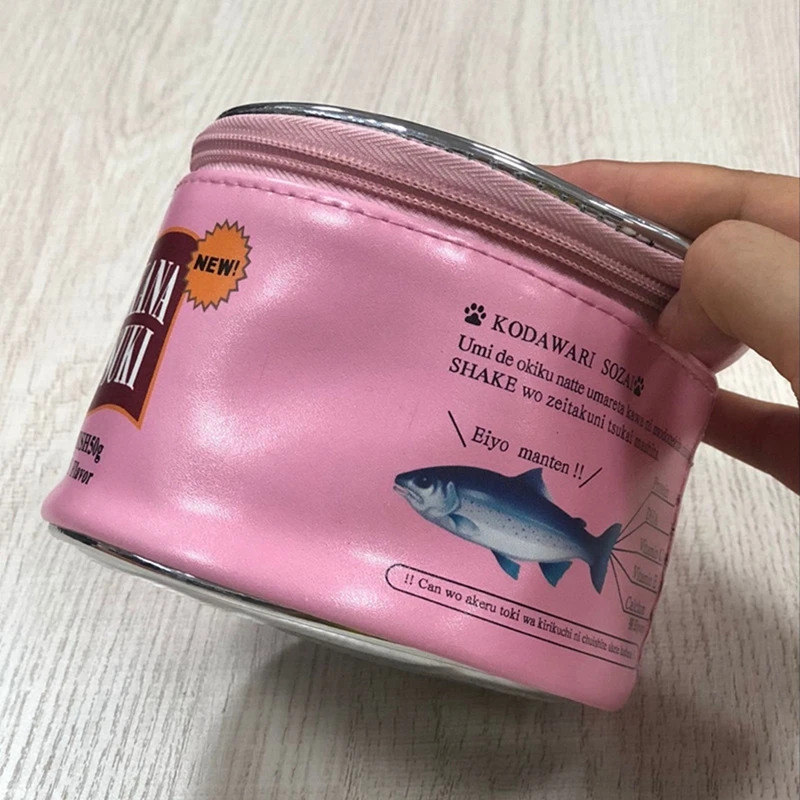 Sacchetto di immagazzinaggio durevole gatto creativo che mangia sacchetto cosmetico di tipo in scatola con motivo a pesce