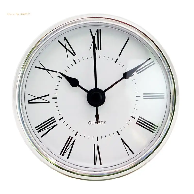 2.8Inch/70mm Classical Clock Movement Insert Fit Diameter 63mm/2.48Inch Hole Black Metal Clock Hand Silver Trim Dropship