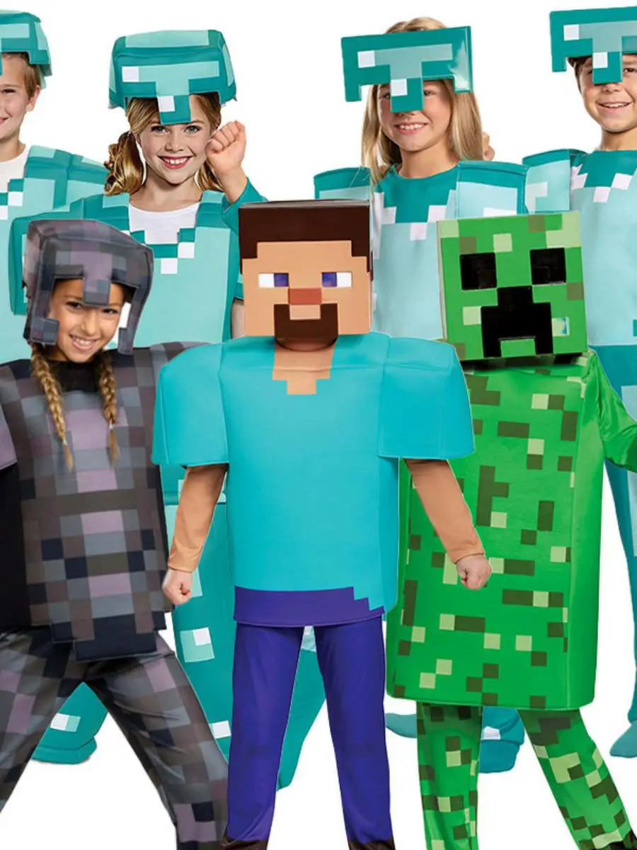 

Детский карнавальный костюм Steve Stage Game Performance Blue een My World, костюм на Хэллоуин, материал из полиэстера