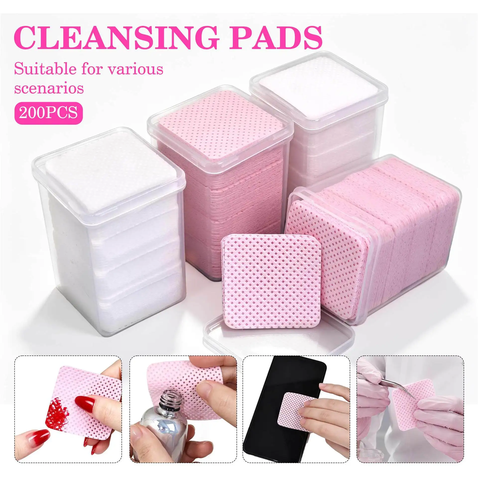 Disposable Lint Free Nail Wipes Cotton Pads for Nail Polish Remover Nail Art Eyelash Extension Bottle Mouth Cleaning