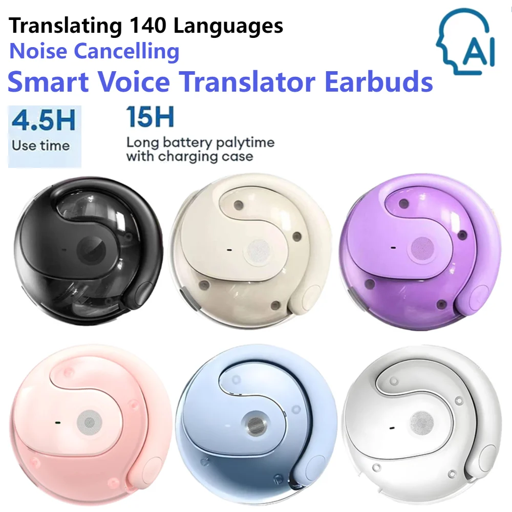 Translation Headphones Real Time Bluetooth 5.0/5.3 Translator 144 Languages Simultaneous Business Interpretation Earphones