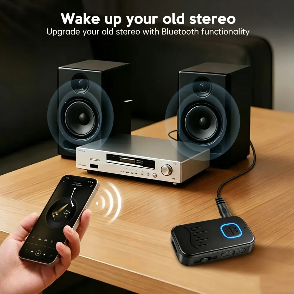 KEBIDUMEI BT6.0 2in1 Audio Adapter 3.5mm AUX Transmitter Receiver With MIC HandsFree Lossless Sound For Car Speaker PC Headphone view 5