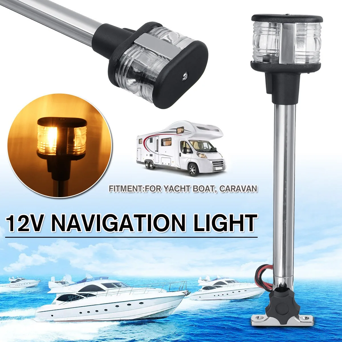 

12-24V Fold Down LED Navigation Light for Yacht Boat Stern Anchor Light 25cm Pactrade Marine Boat Sailing Signal Light
