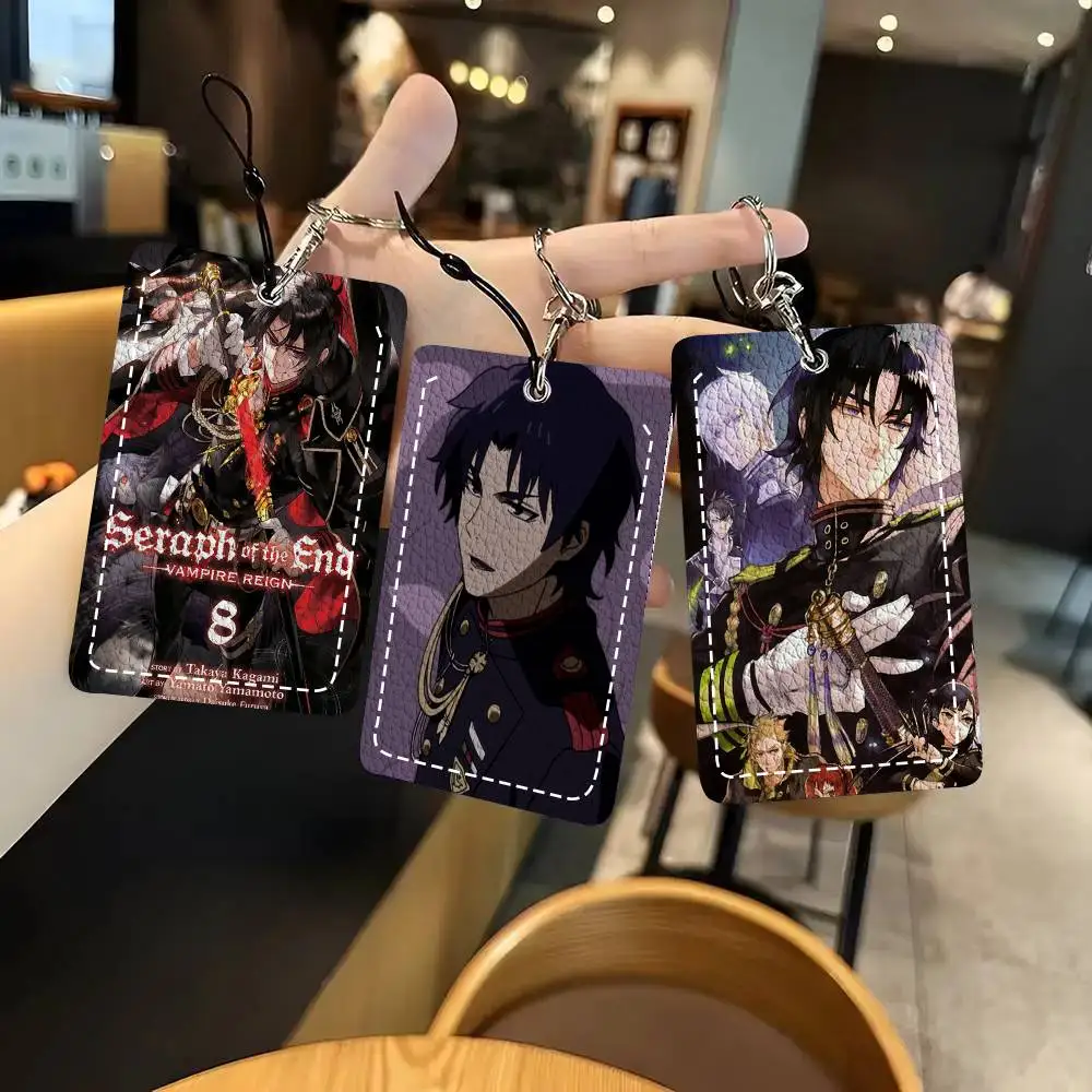 Anime Guren Ichinose Card Wallet With Keychain PU Leather Printed Pattern Card Holder