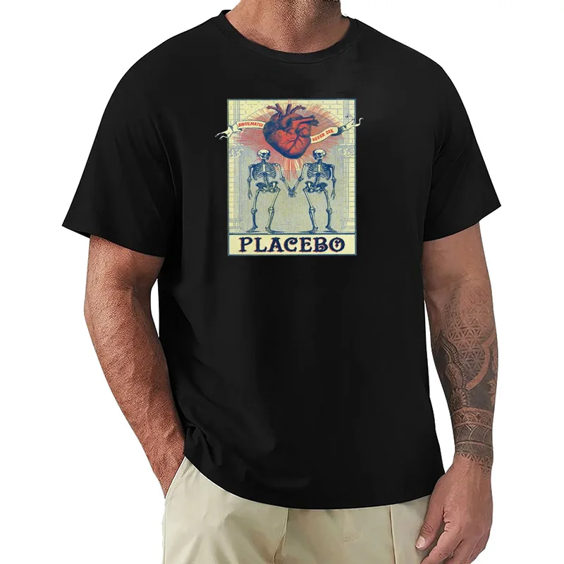 Soulmates Never Die. Placebo, skull, skeleton T-Shirt graphic t shirt  anime figures mens tall t shirts