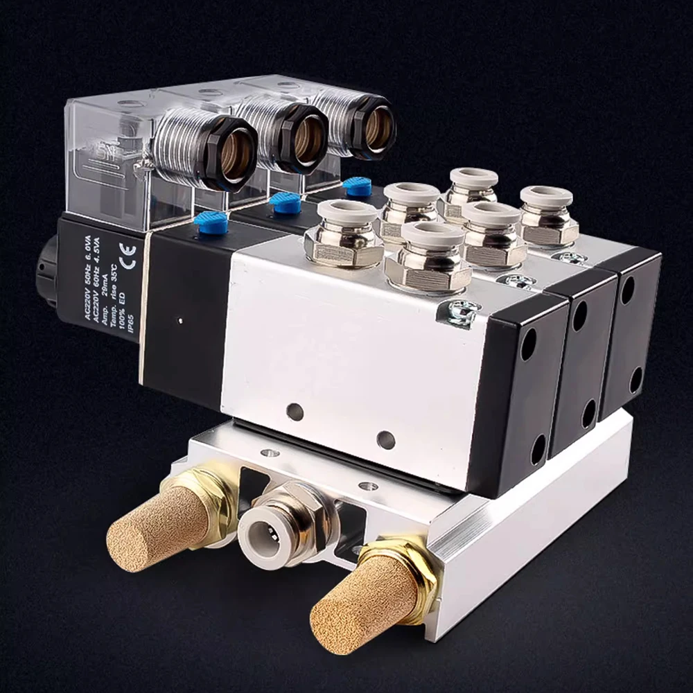 

4V110-06 4V210-08 Solenoid Valve 5-way 2-position Pneumatic Air Control Valve Electric Gas Magnetic Valve Alu Body DC24V/AC220V
