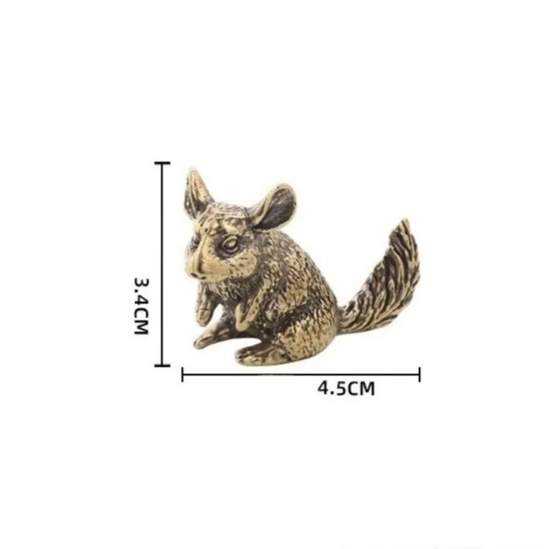 1 PC Vintage Antique Imitation Brass Big Tail Squirrel Figurine Cute Animal Desk Pet Solid Brass Metal Craft Home Decor Ornament