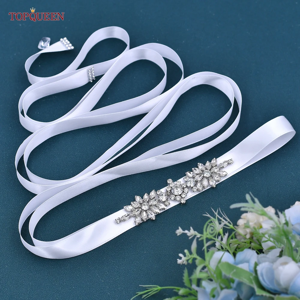 

TOPQUEEN Simple Women'S Rhinestones Belt Bridal Bridesmaid Dresses Sashes Wedding Accessories Evening Party Gown Applique S49