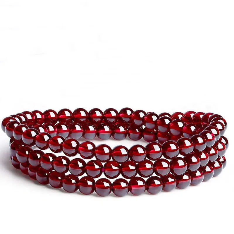 Natural Stone Bracelet Red Crystal Garnet Necklace Beads Jewelry Gift Men Magnetic Health Protection Women Jewelry