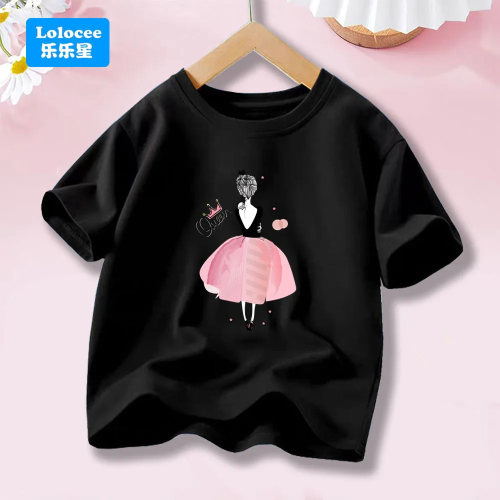 Cute Ballet Dancer Printed T Shirt Girls Summer Fashion Tops Tee Shirt Kids Harajuku Kawaii Cotton Clothes T-Shirt  NHBL1