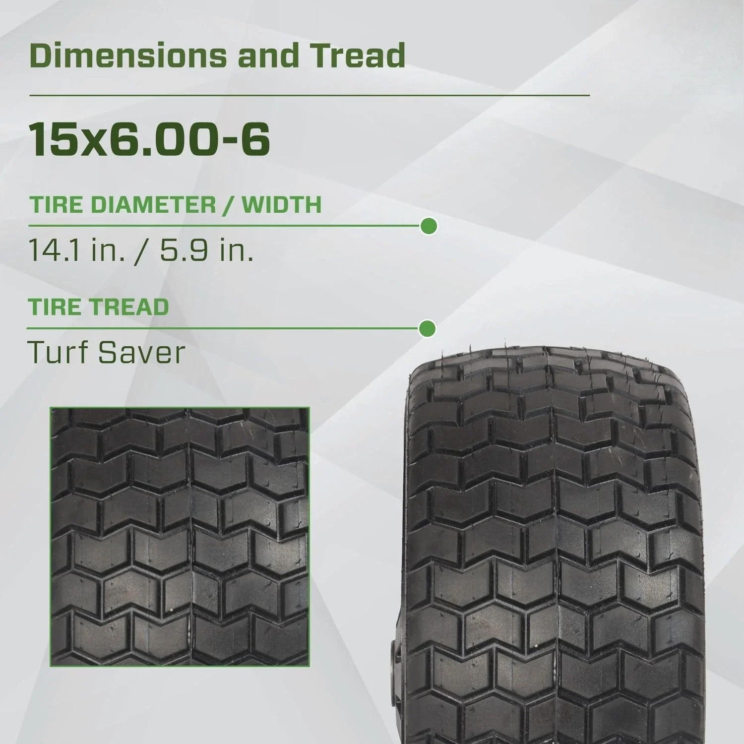 ZZW31426-2PK Zespół opony i felgi 15x6.00-6, opona bezdętkowa Flex, zamienne przednie opony do kosiarek, 2 sztuki