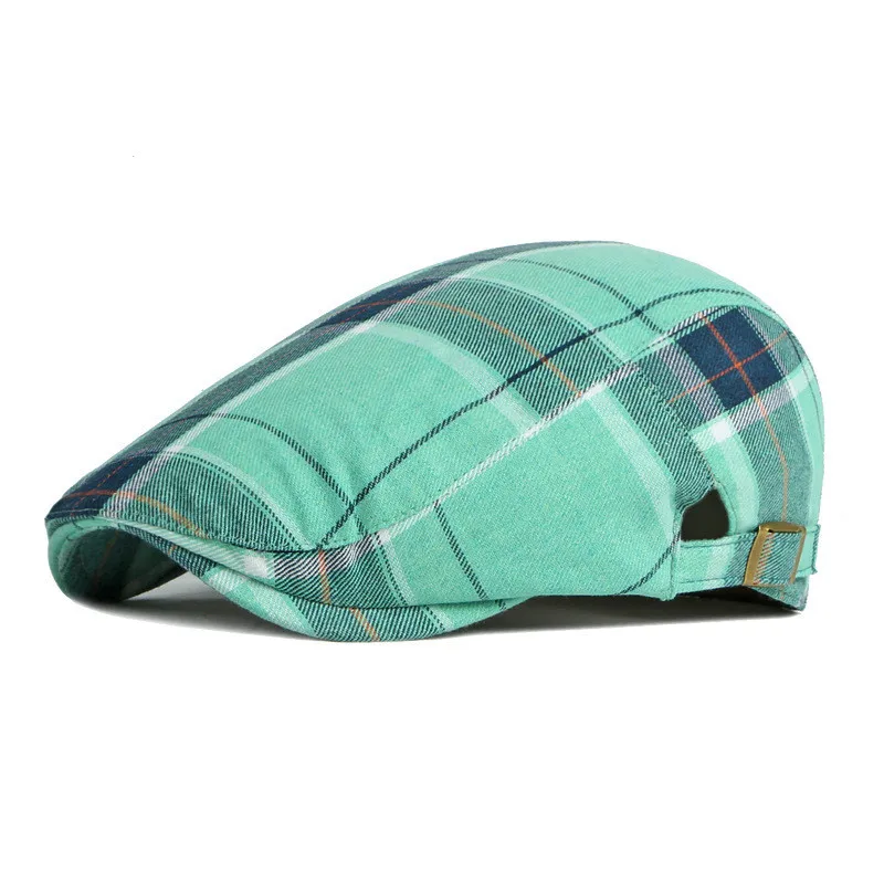 LDSLYJR 2022 Four Seasons Fashion joker Polyester Plaid Newsboy Caps Men Flat Peaked Cap Women Painter Beret Hats 12