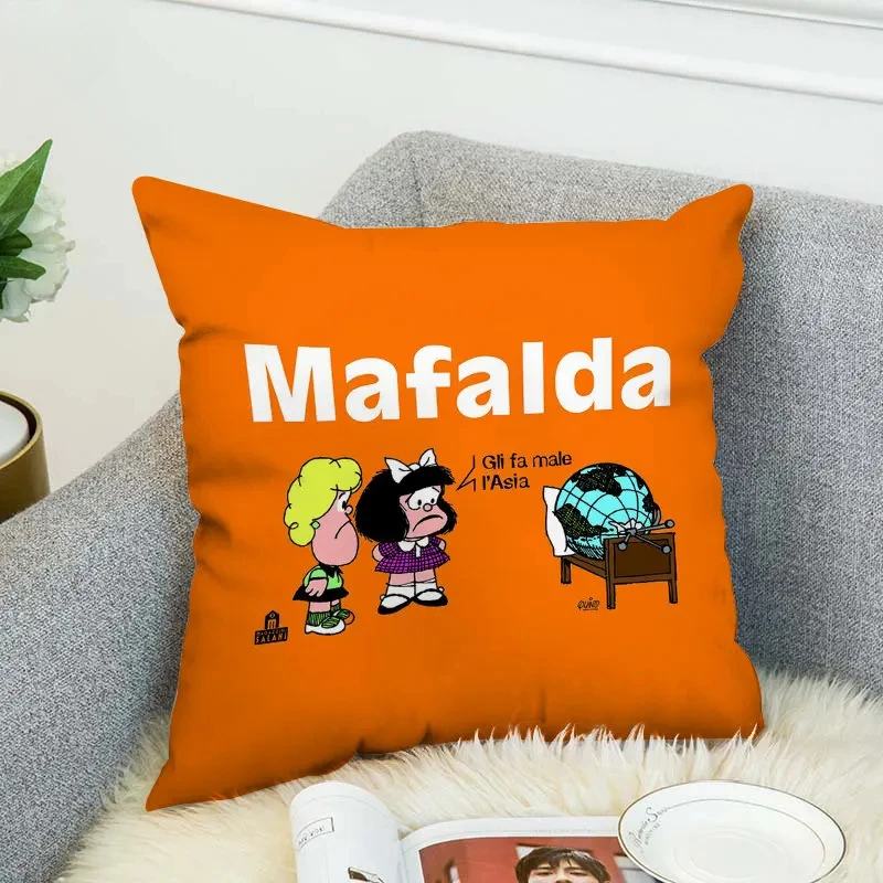 Mafalda Short Plush Throw Pillow Covers For Bed Pillows Pillowcase Car Sofa Cushion Cover 45x45 Cushions Decorative 45*45 Body