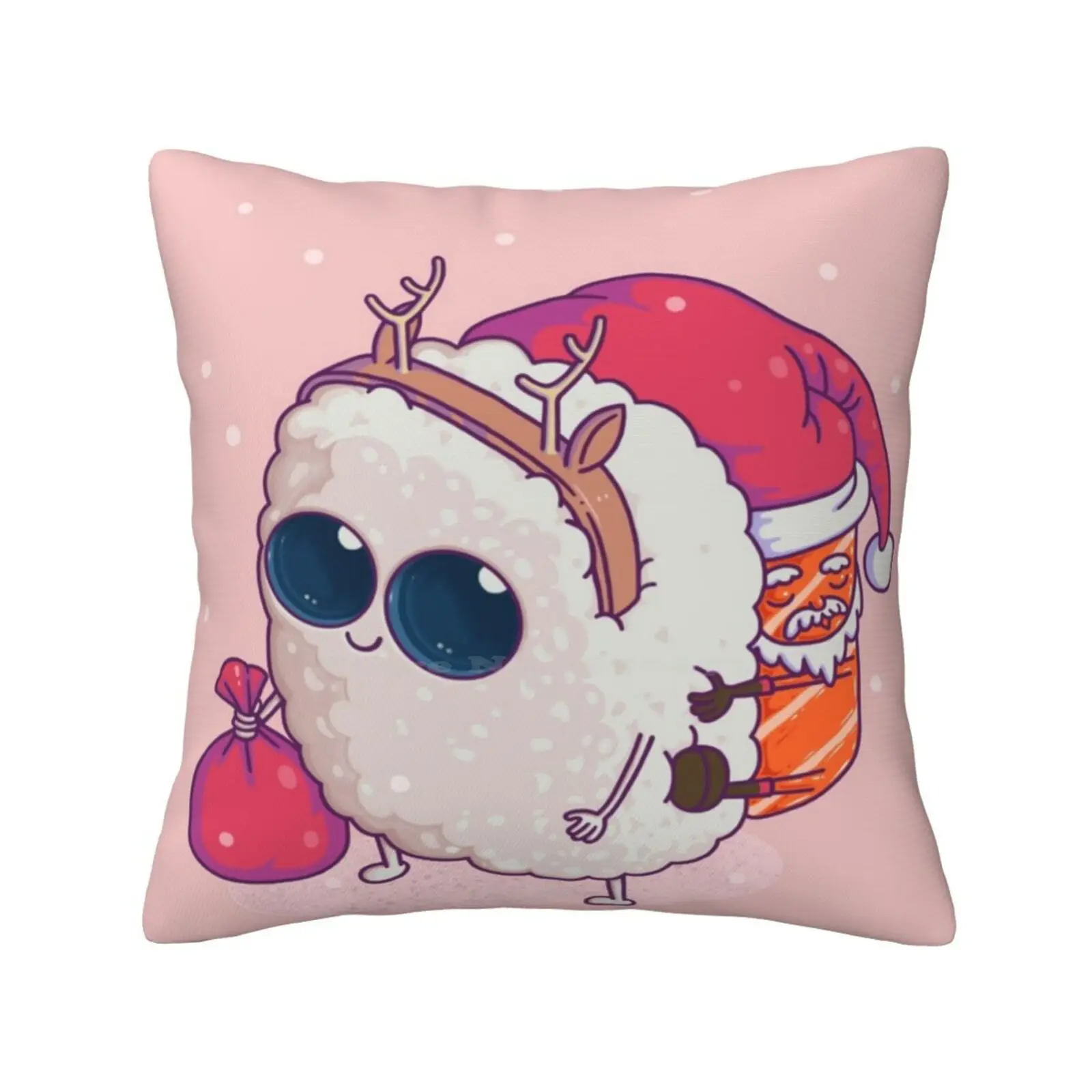 Happy Santa Sushi Pillowslip Pillowcase Sushi Christmas Funny Love Holiday Cute Cool Sweet Happy New Year Kid Santa Cross