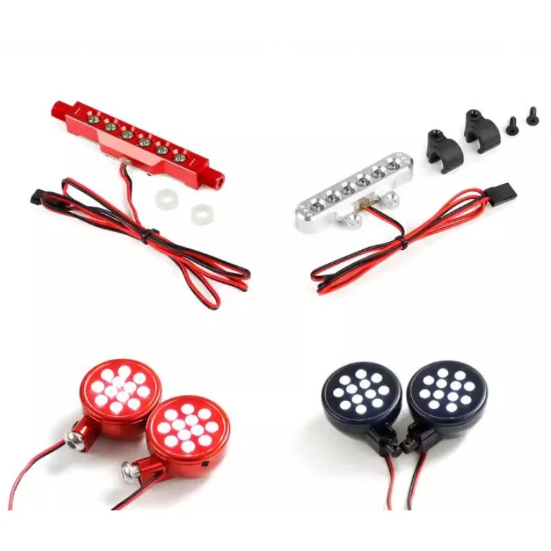CNC Aluminum Front Light Pods with LED Light and Rear LED Brake Light Kit for HPI Rovan Baja 5B 5T