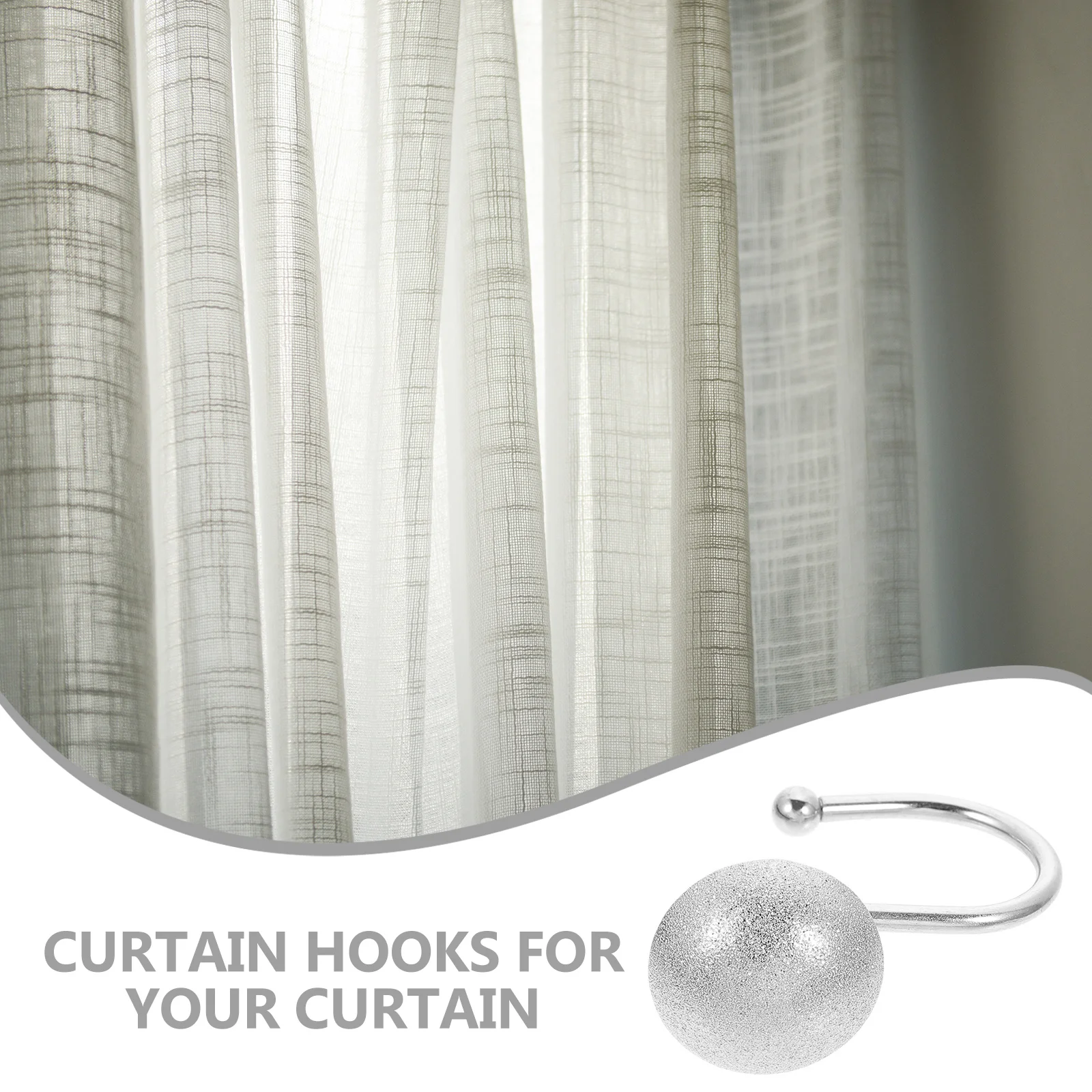 

12Pcs Shower Curtain Hooks Semicircle Frosted Retro Design Bathroom Curtain Rod Hangers Strong Easy to Install