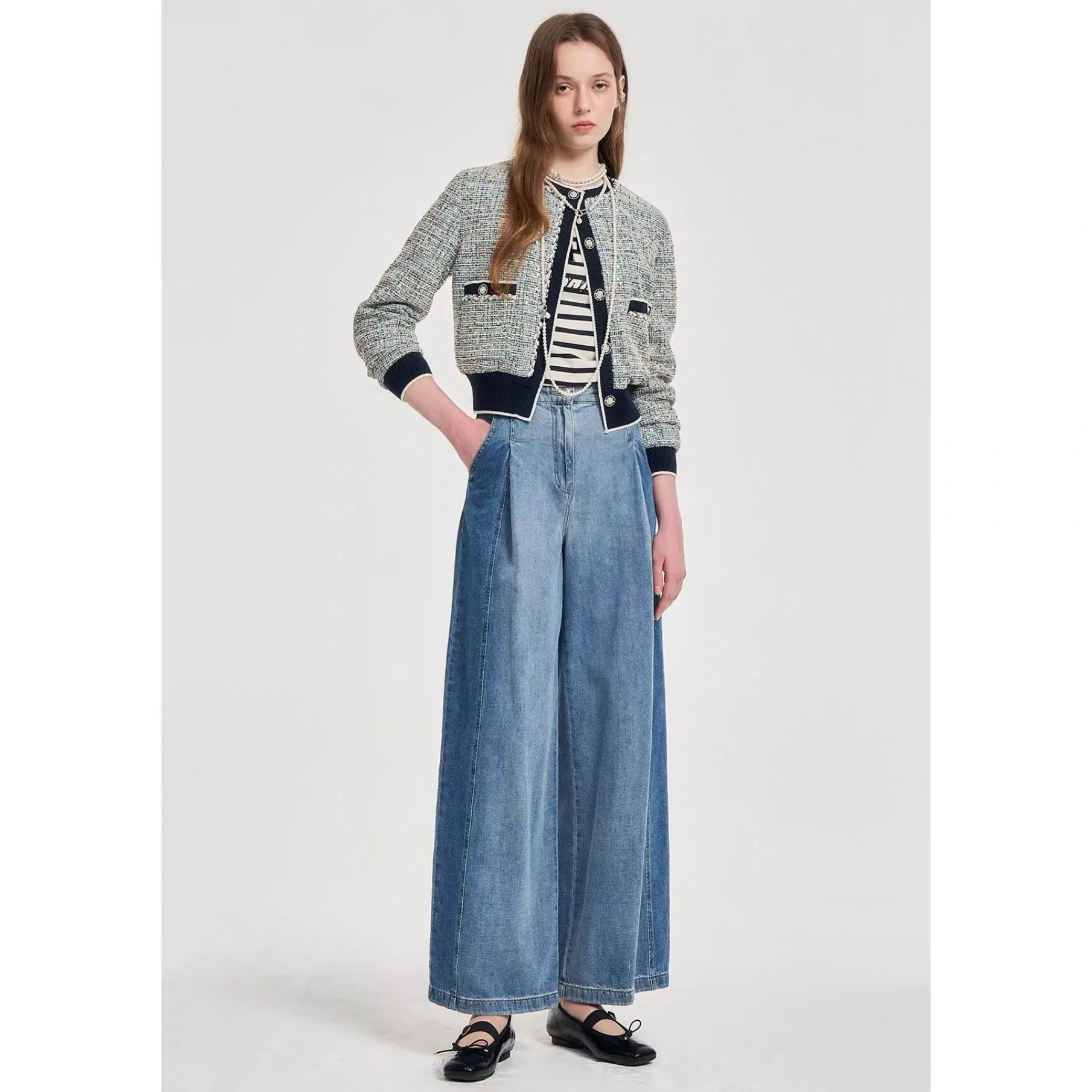 OBZ25 가을 레몬 치즈 스몰 프랑스 스타일 코트, 세련된 트위드, 정교한 슬림핏 패셔너블 아우터웨어