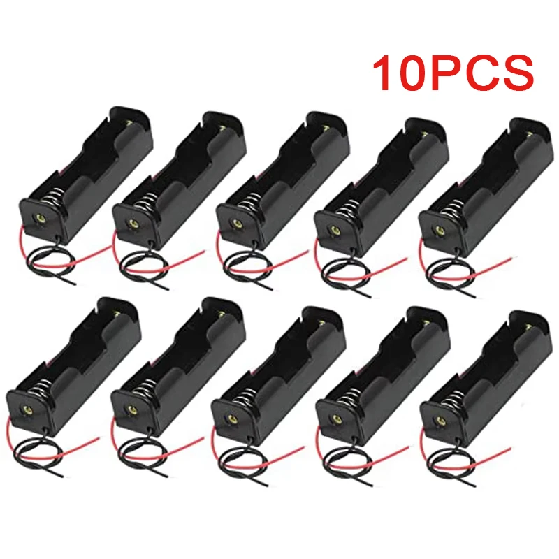 10Pcs 18650 Battery Holder Power Bank Plastic Battery Storage Box Case With Lead Wire 150mm Hold 1X 18650 Battery