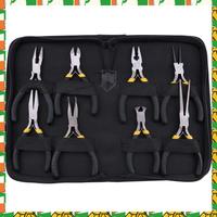 Professional Tool 8Pcs Mini Pliers Set, Long Nose With Teeth, Flat Jaw, Round Curve Needle Diagonal Nose Wire End Cutting Cutter