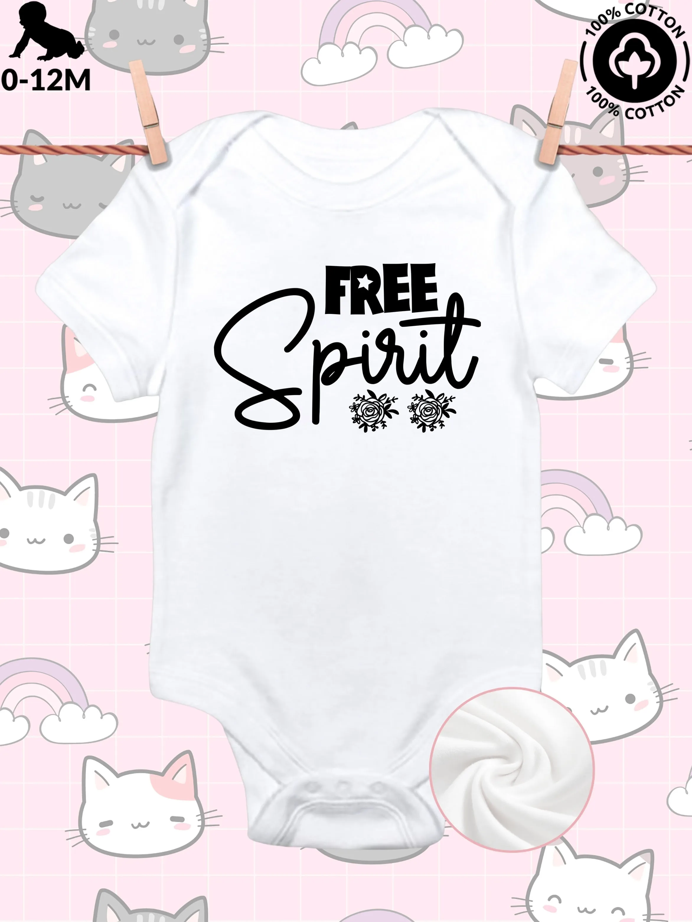 

Free Spirit Unisex Baby Crawling Suit, Pure Cotton Soft Onesie, All-Season Wear White Bodysuit 190GSM