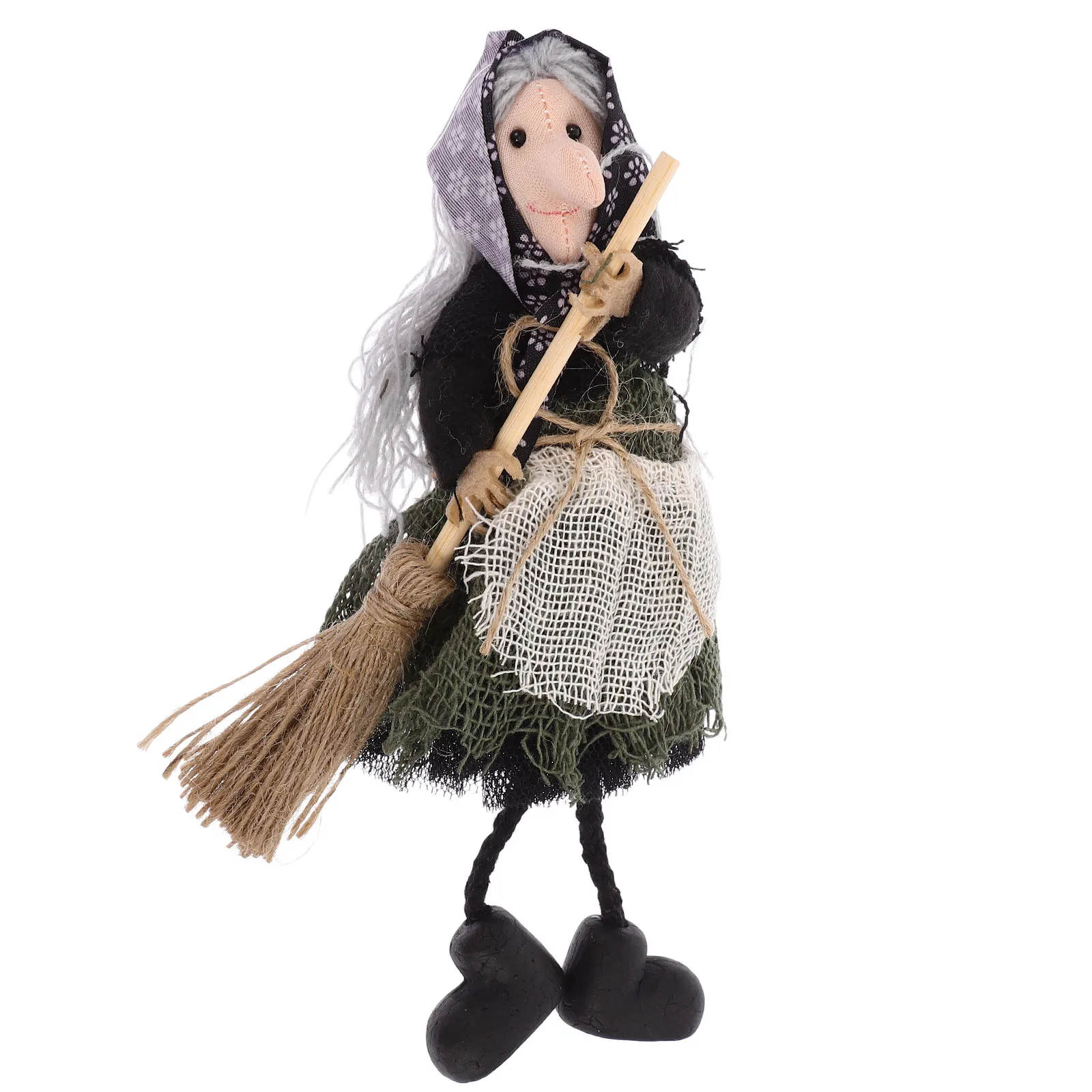 

Hanging Witch Red Apron Broom Decoration Safe Halloween Party Supplies Figurine Compact Lightweight Storage Carry