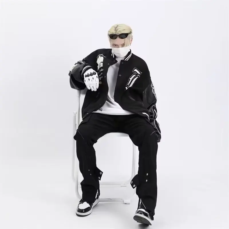 معطف Jaet رجالي فضفاض 2024 لربيع وخريف Sli Harajuku Street Faion النسخة الكورية ملابس خارجية غير رسمية من Haome #4