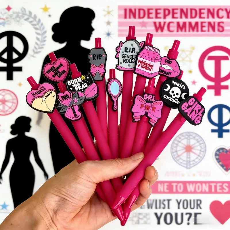 6/12/18pcs creative punk style free theme ballpoint pen, push-button type, for journaling and expressing individuality