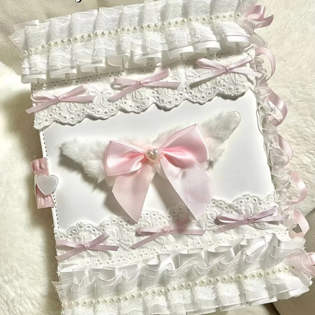 Pink A5 Binder Cards Holder Album Lace Kpop Collect Book Top Loader Ins Ballet Photo Card Deco Pc Poca Kpop Stuff Storage