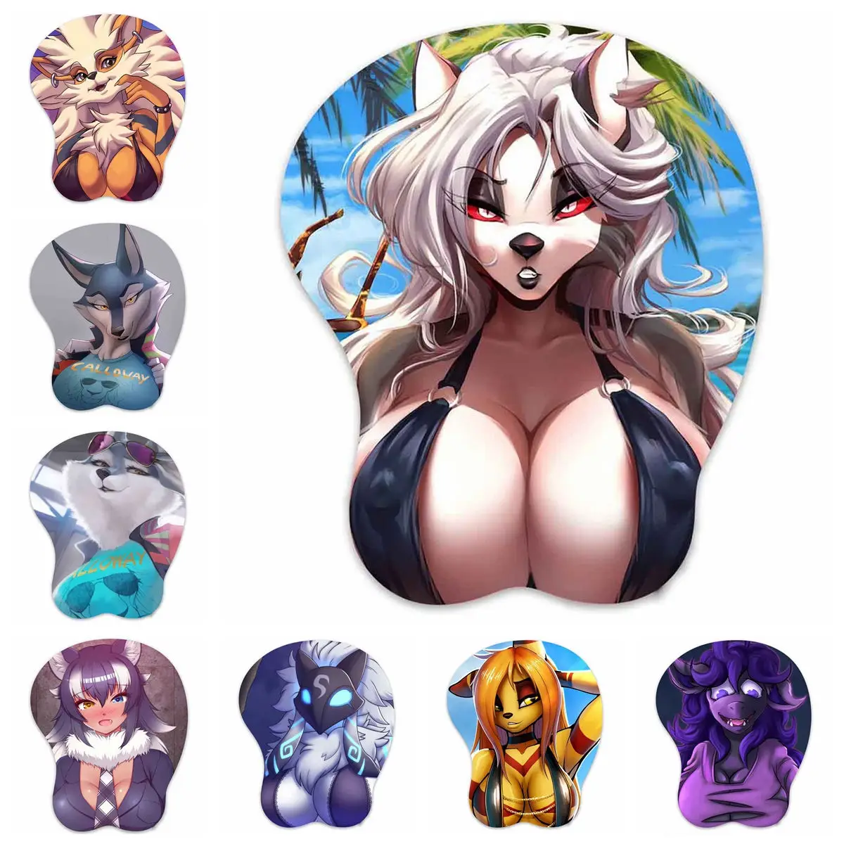 3D Mouse Pad Arcanine Crystal wolf Grey wolf Kindred bovid Loona Zoroark Oppai Mousepad Breast Gaming Wrist Rest Boobpad