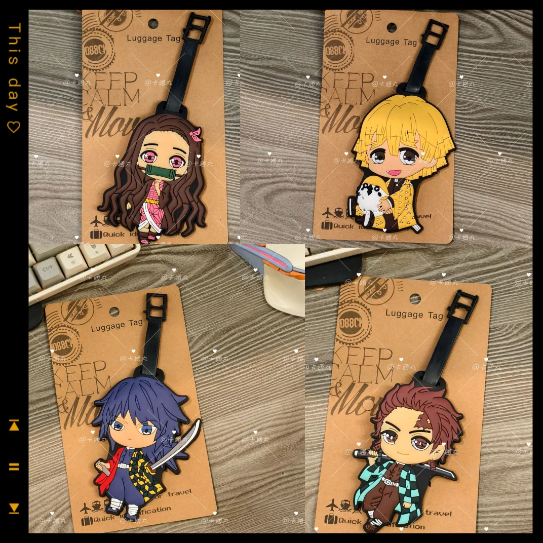 Etiqueta de bagagem Demon Slayer, acessório fofo do Tanjiro, etiqueta de bagagem de personagem de anime, identificador de mala para viagem, atacado.