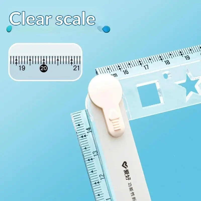 Multifunctional Folding Ruler 1PC Clear Scale 4 Optional Colors Portable Measuring Tool For Geometry Drawing School Home