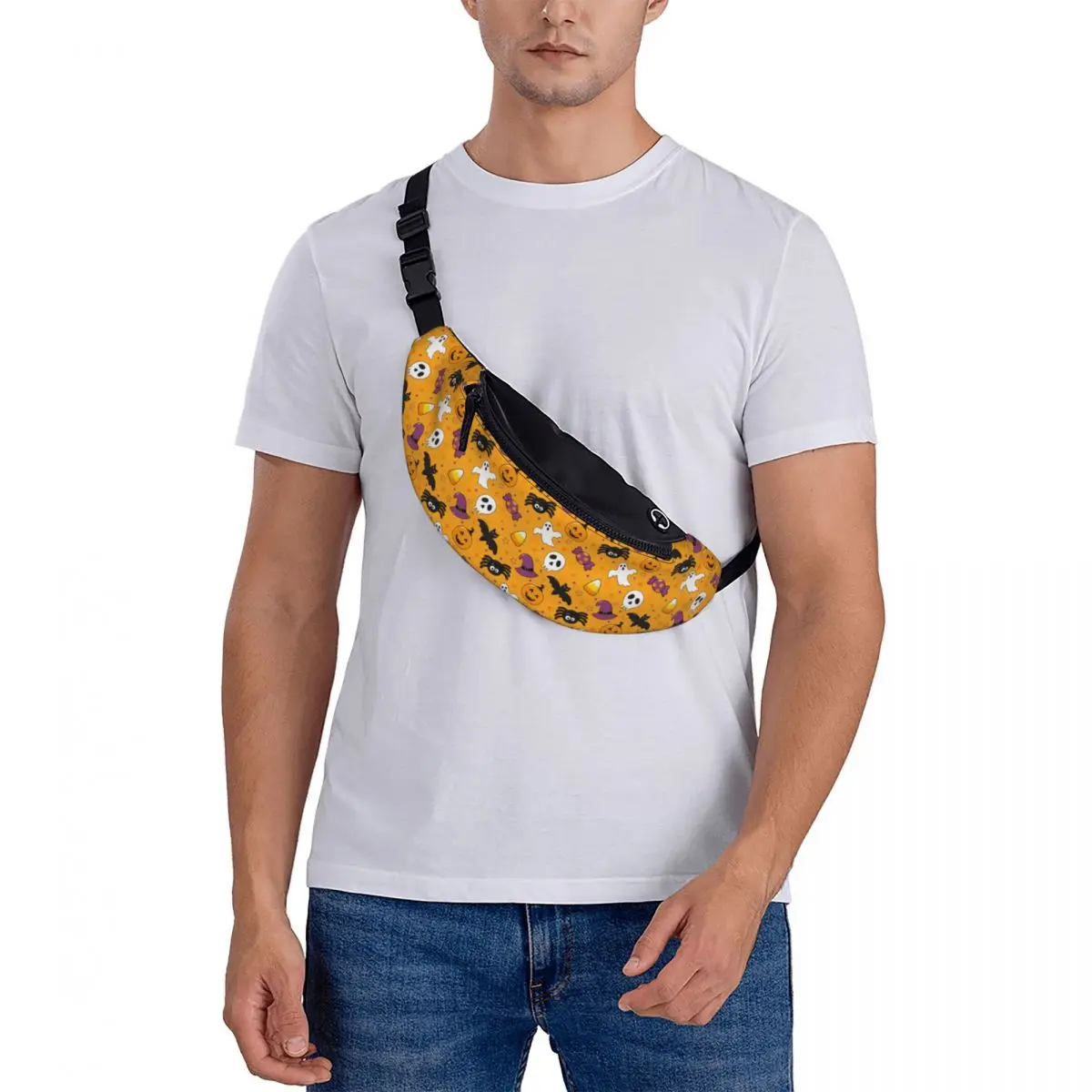 عادية هالوين القرع أشباح الخفافيش الجماجم حزمة مراوح الرجال النساء Crossbody الخصر حقيبة للتخييم ركوب الدراجات الهاتف المال الحقيبة