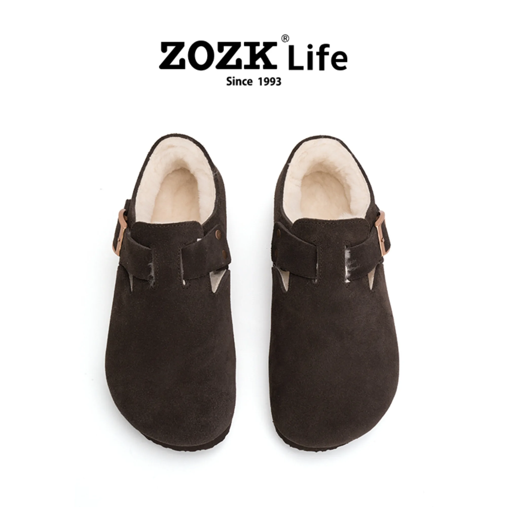 

Мужские зимние полностью закрытые слипоны с подкладкой из искусственного меха, теплые замшевые сандалии с пробковой подошвой и регулируемой пряжкой